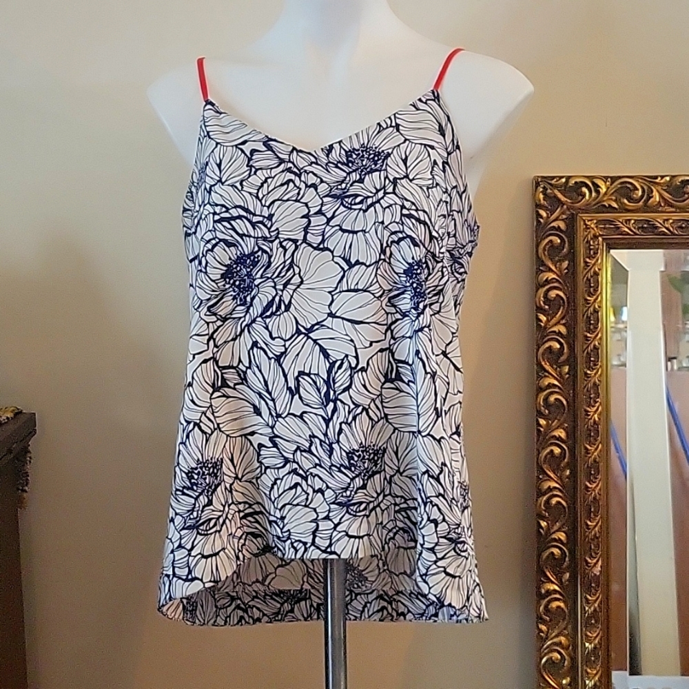 The Limited  Size M spaghetti strap dressy tank top camisole, navy & white